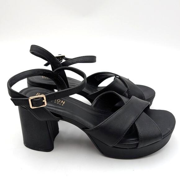 Reaction Kenneth Cole Reeva Platform Sandals Women's Black Size US8 EU39 - Picture 3 of 14